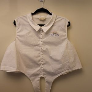 Modcloth Rainbow Tie Crop Top